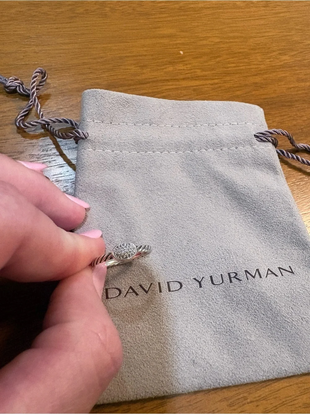 David Yurman Sterling Cable Ring with Pavé Diamond Oval